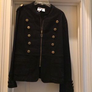 Military style jean jacket